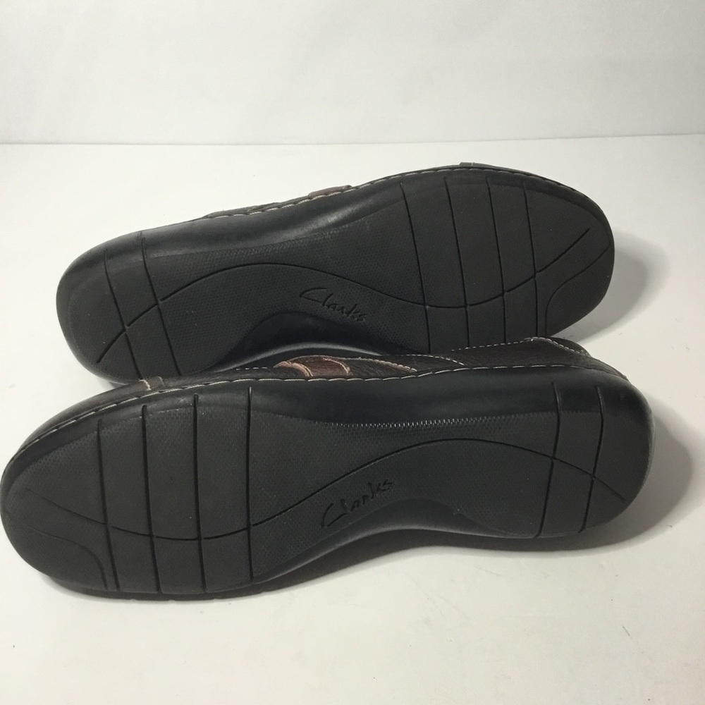 Clarks Bendables Women’s Brown Tumbled Leather Mary Jane Slip On Loafers Sz 8.5 - Picture 6 of 8